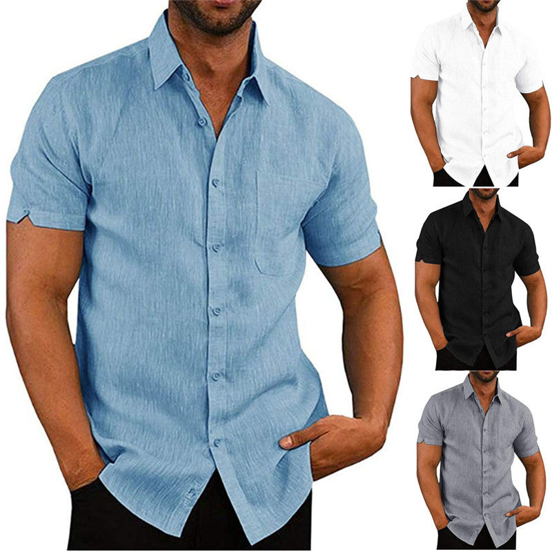 Men Short Sleeve Summer Solid Shirts Casual Loose Tops Tee - T&amp;A enterprises