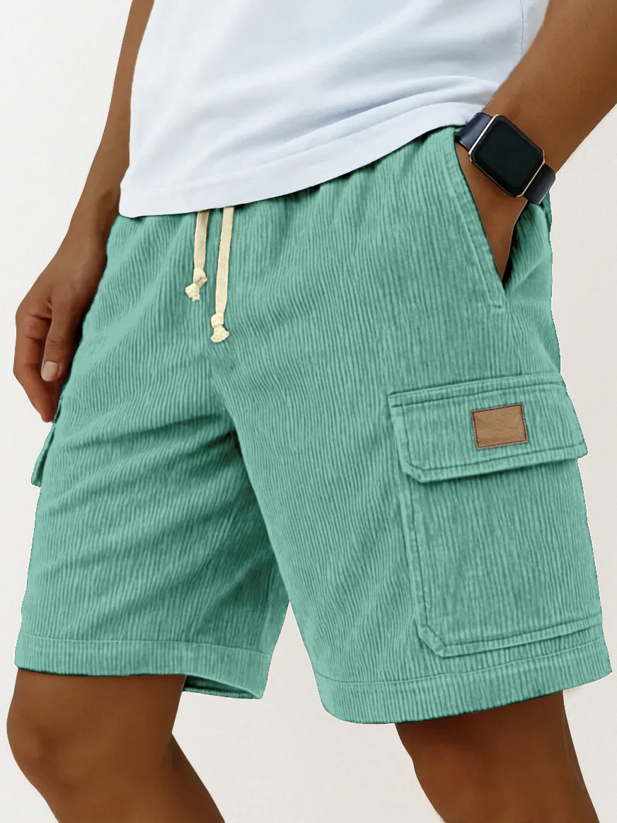 Versatile 3D Bag Mens Drawstring Corduroy Side-Pocket Shorts - T&amp;A enterprises