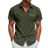 Loose Heavy Lapel Corduroy Workwear Short Sleeve Shirt - T&A enterprises