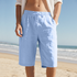 New Linen Drawstring Elastic Waist 34 Casual Shorts Men - T&A enterprises